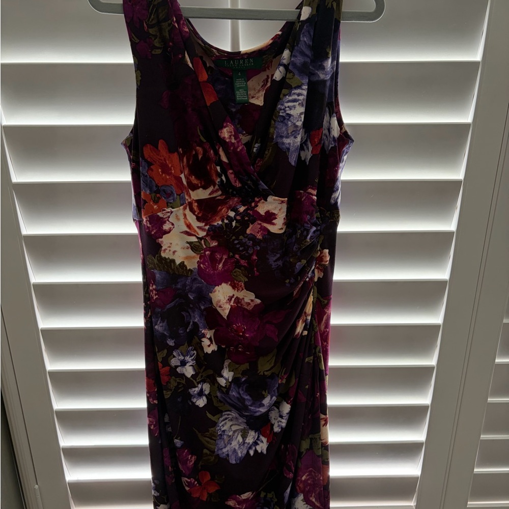 Ralph Lauren Purple Floral Midi Dress